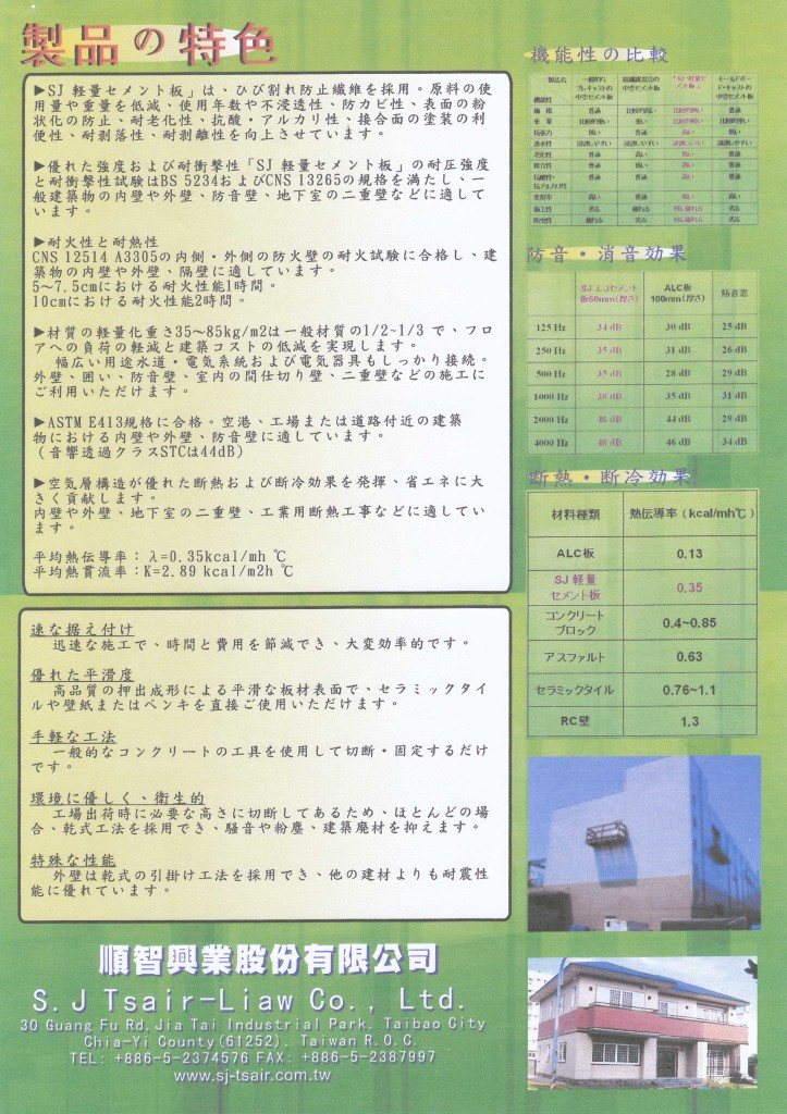 SJ軽量セメント板